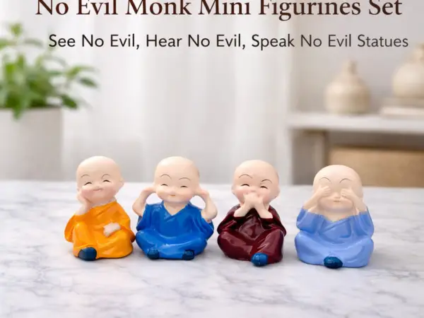 Mini Buddha Monk Set of 4 | Showpiece for Car Dashboard, Home & Office Decor