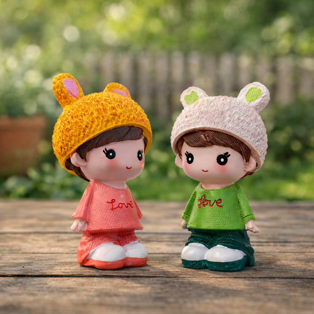 Cute boy & girl figurines with love-theme | Home Decor | Showpiece - Image 2