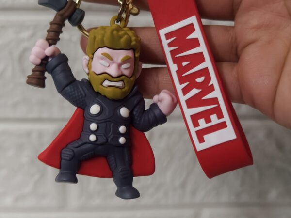 Superhero Thunder Hammer Action Figure Keychain with Silicone Strap