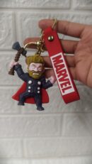 Superhero Thunder Hammer Action Figure Keychain with Silicone Strap