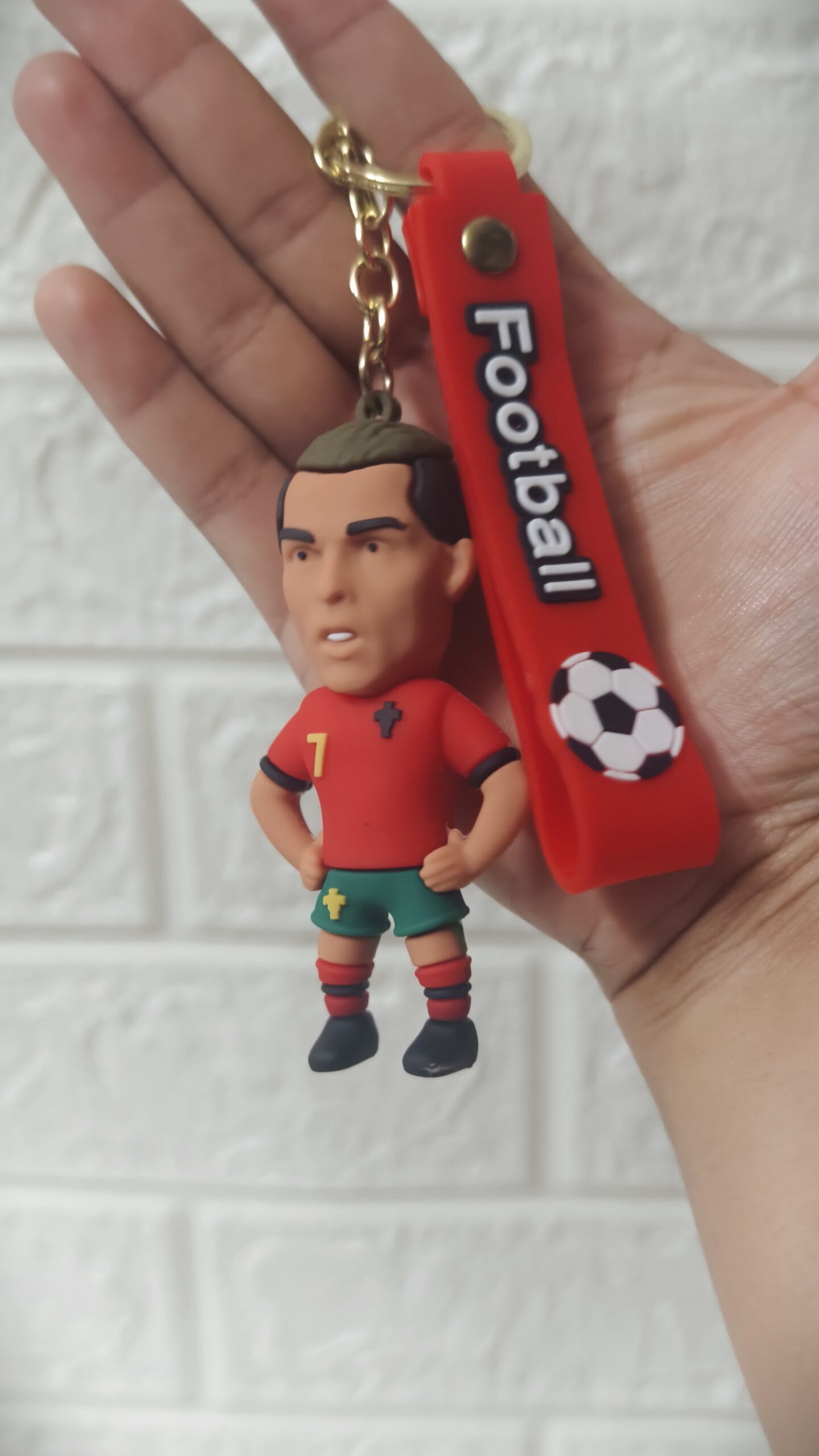 Football Player 3D Rubber Keychain with Silicone Strap - Image 4
