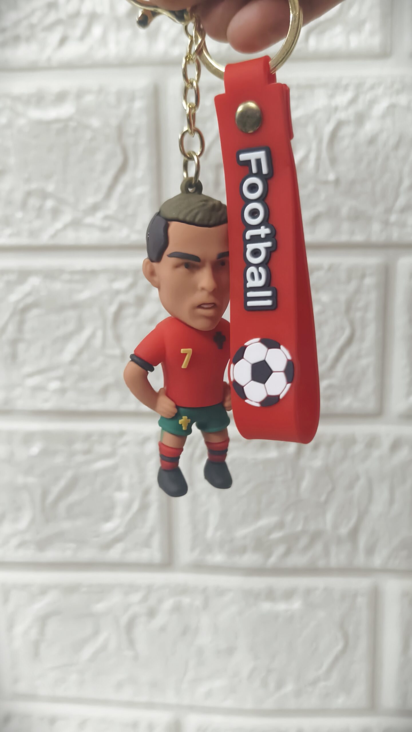Football Player 3D Rubber Keychain with Silicone Strap - Image 3