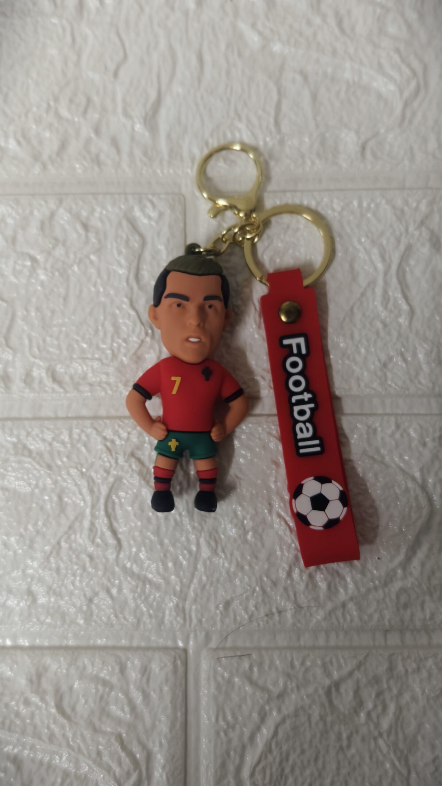 Football Player 3D Rubber Keychain with Silicone Strap - Image 2