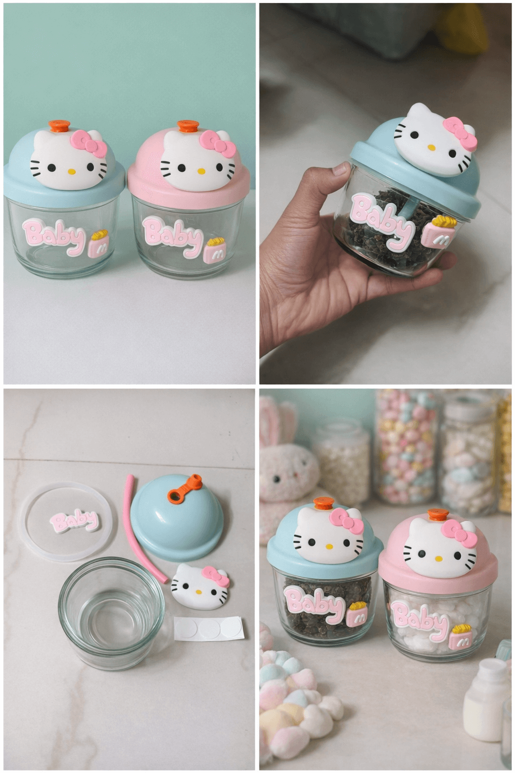 Kawaii Hello Kitty Glass Storage Jars with Airtight Lids – Cute Mini Containers for Snacks, Spices, or Jewelry - Image 2