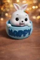 Cute  “Happy” Bunny – Adorable Desk Decor Showpiece& Head Shaking Spring toy