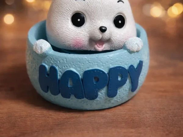 Cute  “Happy” Bunny – Adorable Desk Decor Showpiece& Head Shaking Spring toy