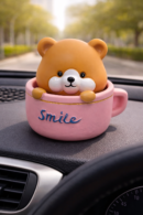 Cute Smile Cup Bear– Adorable Desk Decor Showpiece& Head Shaking Spring toy