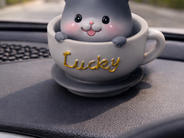 Cute Lucky Cup Cat– Adorable Desk Decor Showpiece & Head Shaking Spring toy