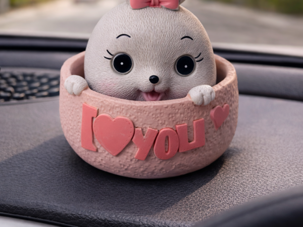 Cute  “I Love You ” Bunny – Adorable Desk Decor Showpiece& Head Shaking Spring toy