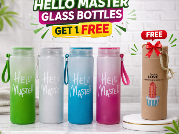 Hello Master Glass Water Bottles (Buy 4 Get 1 Free 👇)